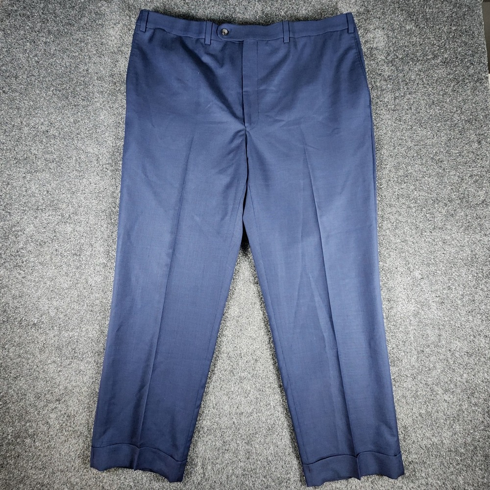 Jack Victor 3SIXTY5 Italian Wool Fabric Seth Dress Pants Mens 40x28 Blue Cuffed